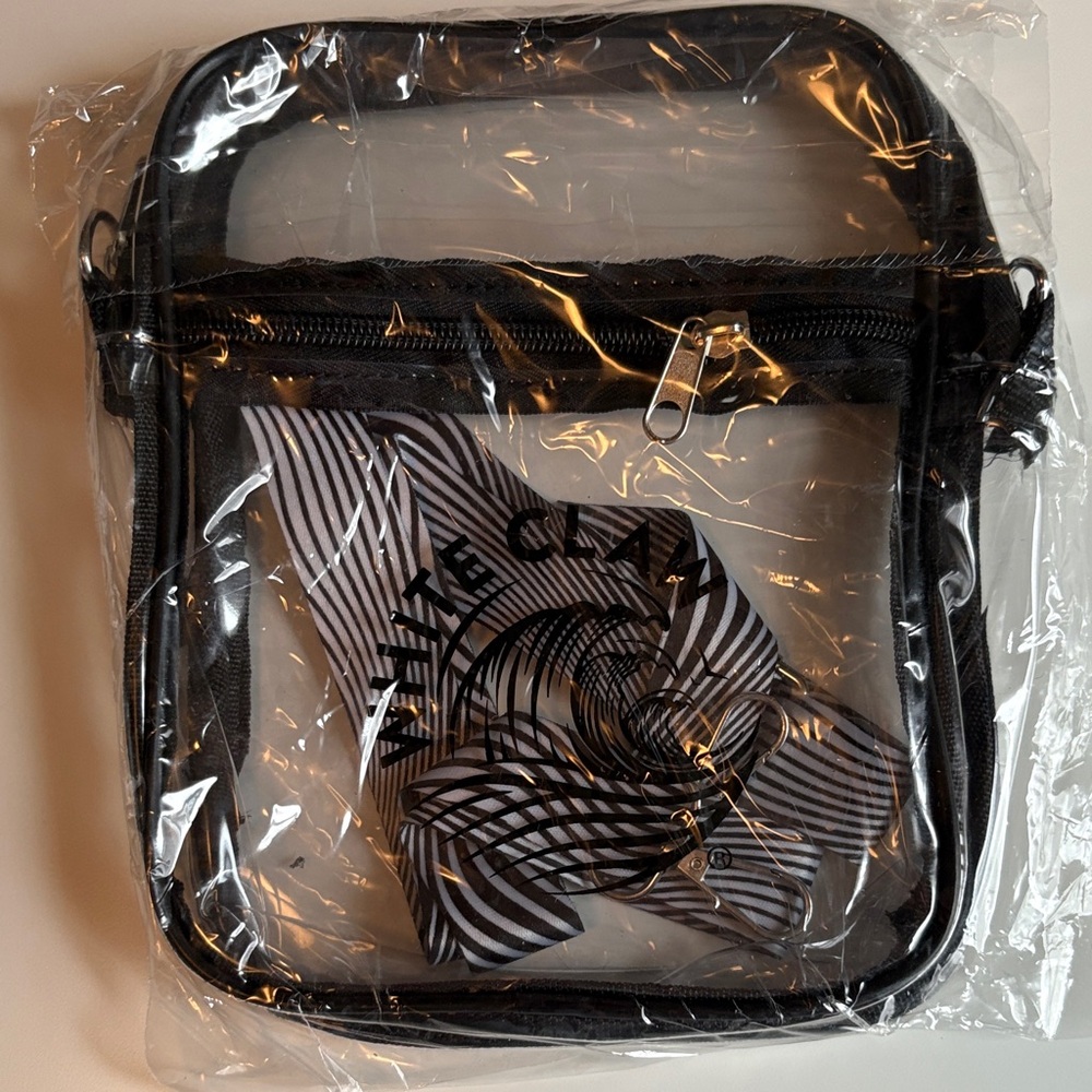 WHITE CLAW CLEAR FESTIVAL Crossbody Bag with black accents
